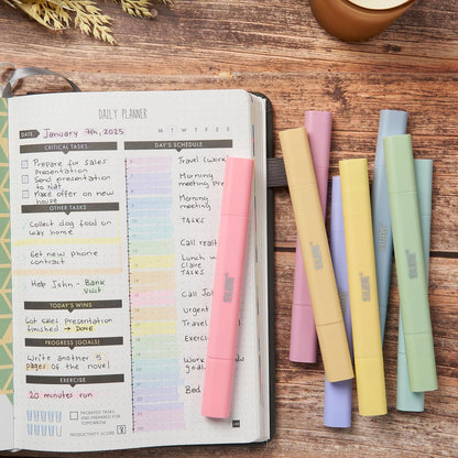 BLIEVE Aesthetic Cute Highlighters No Bleed Through, Dual Tip 8 Pack, Pastel Colors For Bible & Journaling