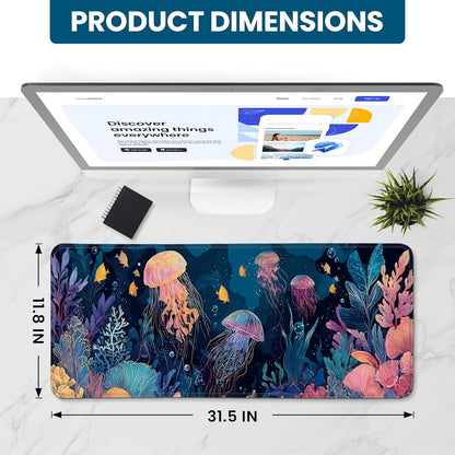 Large Mouse Pad for Desktop, Cute Desk Mat Pad Protector for Work & Gaming, Aesthetic Pretty Anti-Slip Laptop Blotter Cover for Office School Home Supplies, Wildflowers, 31.5" x 11.8"