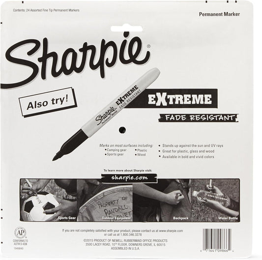 Sharpie Color Burst Permanent Markers, Fine Point, Assorted, 24 Pack (1949557)