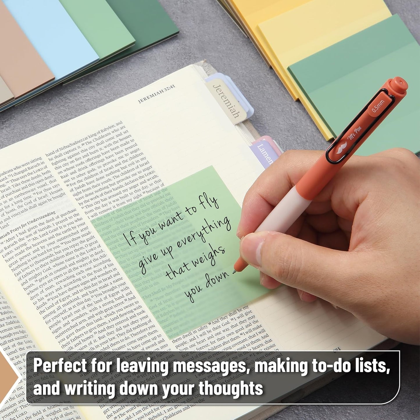 Mr. Pen- Transparent Sticky Notes, 3" x 3", 12 Pads, 600 Sheets, See Through Self-Adhesive Notes for Bible Journaling and Studying, Water-Resistant, Easy to Peel, Clean Removal