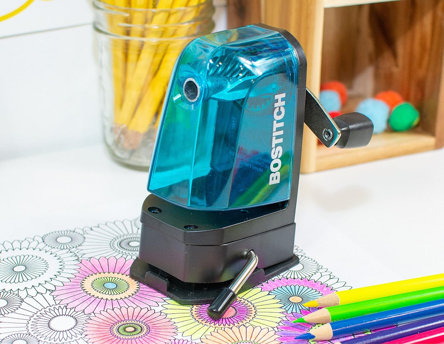 Bostitch Office Multi-Mount Manual Pencil Sharpener, Vacuum Mount or Screw Mount, Black (MPS2-BLK)