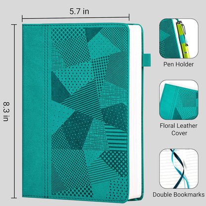 Yoment Lined Journal Notebook for Women, A5 Hardcover Leather Journal for Writing, 260 Pages 100 GSM Thick Paper, College Ruled Notebook for Work, School, Office, 5.7" x 8.3"Green