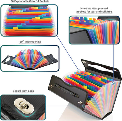 CNK Accordion File Folders with 24 Pockets Organizer for Document Paper Storage Folder Documents Expanding Binder Folio Pocket Receipt Filing Expandable Files Dividers Labels Letter Durable Handle