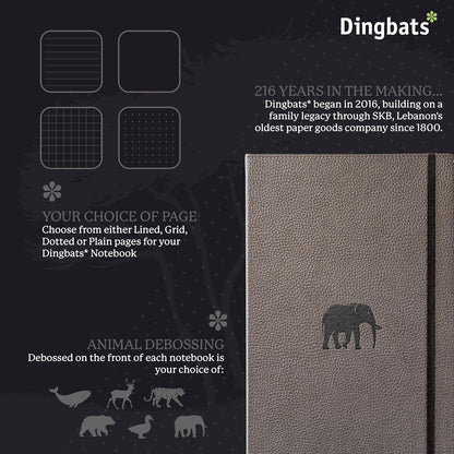 Dingbats* - Wildlife Lined Extra Large A4 Notebook - PU Leather Hardcover Journal for Work, Writing - Pocket, Elastic Closure, Pen Holder, Bookmark