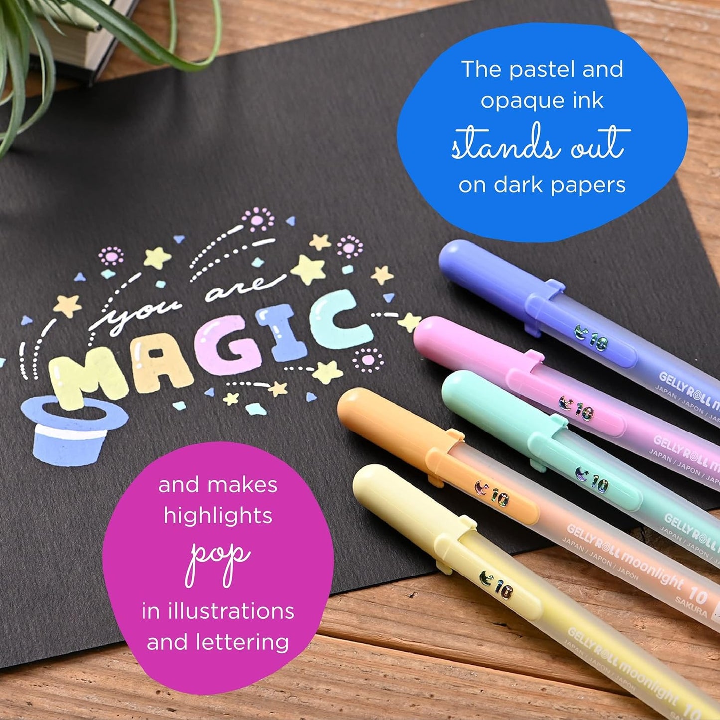 SAKURA Gelly Roll Moonlight Gel Pen Set, Bold Tip, Opaque Colors, 10 PK 38176