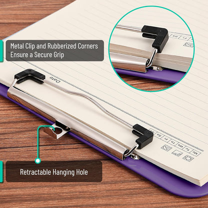 Mr. Pen- Plastic Clipboard, 12.5" x 9", 2 Pack, Clipboard Plastic, Low-Profile Metal Clip with Retractable Hanging Hole