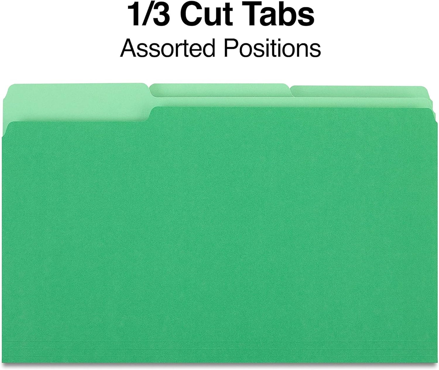 Staples Recycled File Folders, Legal Size, 1/3‑Cut Tabs, Manila, 30% Recycled Paper Stock, 100/Box