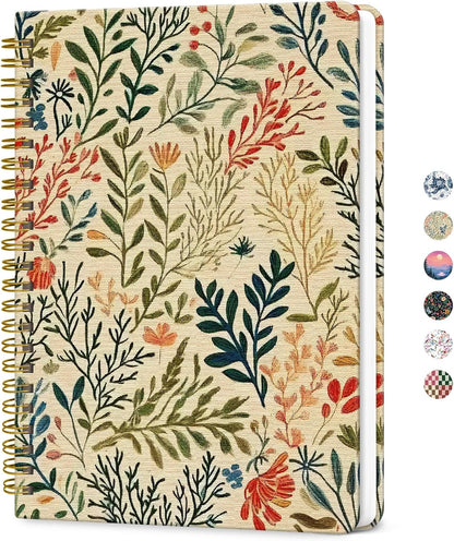 ZOTIA Lined Spiral Journal for Women, A5 Cute Hardcover College Ruled Notebook for Work, School & Note Taking, Aesthetic Writing Journal, 140 Pages (5.8" x 8.3"), Blue Floral
