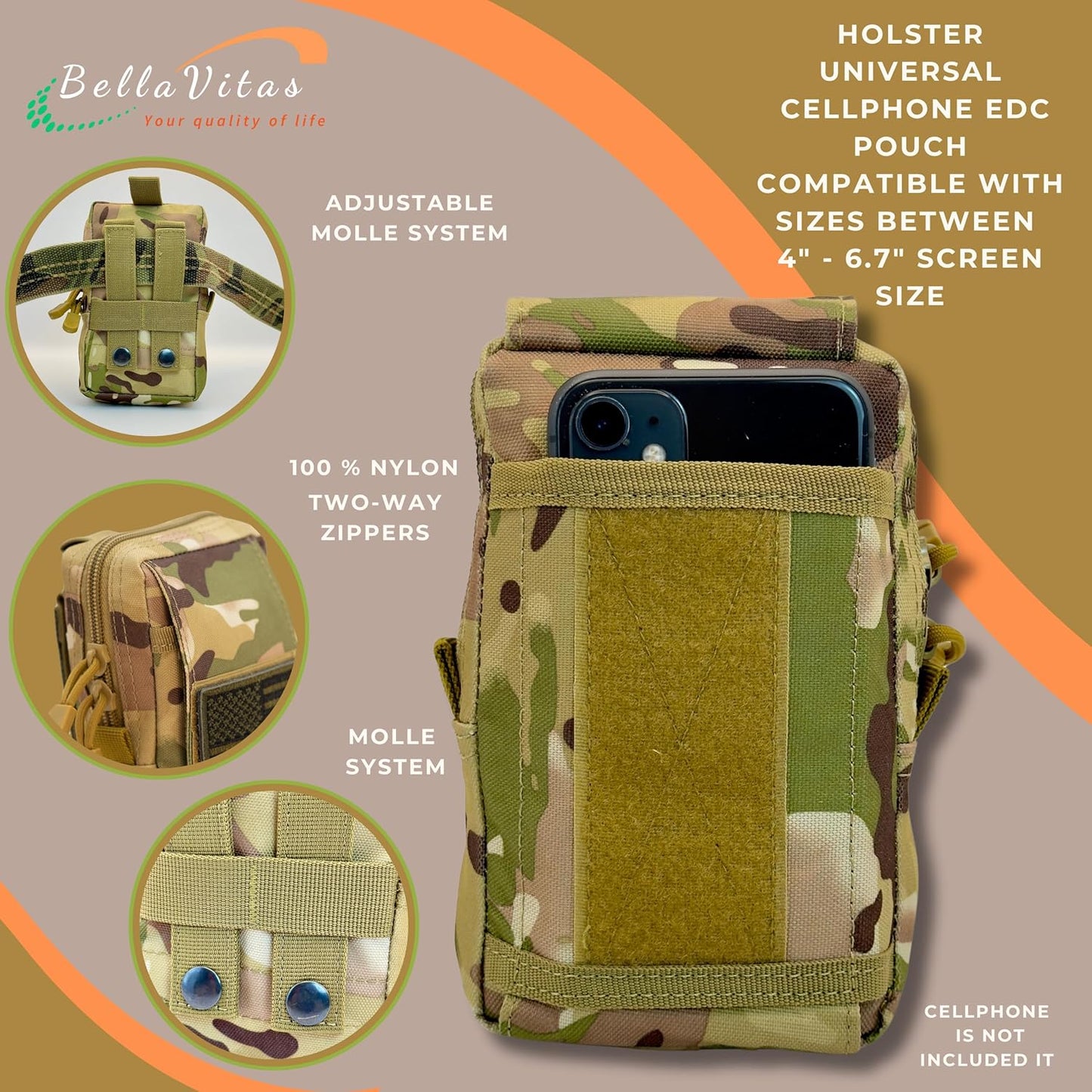 Tactical Molle Pouch Small Notebook Cover EDC Utility Bag Tool Pouch Gadget Organizer Military Waist Bag with US Flag Patch, 3”x5” Waterproof Notepad Pocket Notebook and Weatherproof Pen