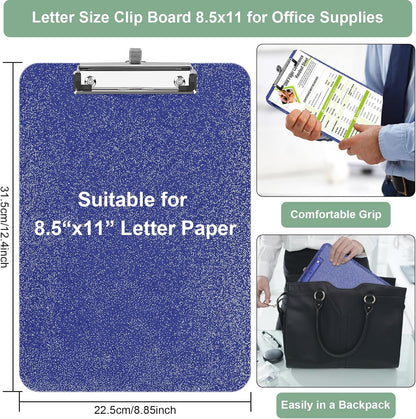 SFLHHDM 1 Pcs Clear Glitter Clipboards, Plastic Clipboard with Pen Holder, Size 8.85 x 12.4 in Shiny Clipboards with Low Profile Clip, Cute Hanging Clipboard for Office School Sparkly Clip Board-Pink