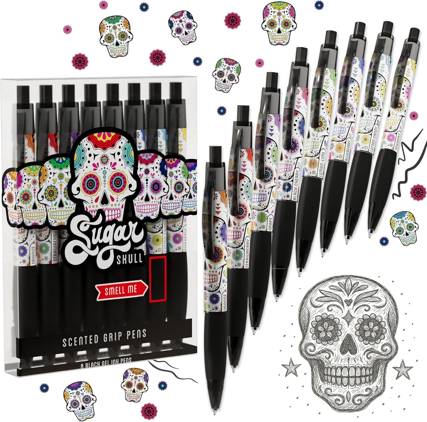Glitter Gel Smens - Patented Gourmet Scented Colored Glitter Gel Ink Pens, Medium Point, 8 Count - Fun, Cute, Cool, Smelly Pens for Kids
