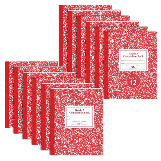 ROARING SPRING Primary Composition Book, Handwriting Notebook for Kids (K - 3rd Grade), Grade 3 Ruled, 3/8" Skip-Line Manuscript Paper, Flexible Cover, 9.75" x 7.5", 50 Sheets/100 Pages, 12 Pack