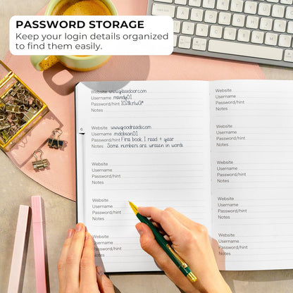 Clever Fox Password Book with alphabetical tabs. Internet Address Organizer Logbook. Small Pocket Password Keeper for Website Logins (Orange)