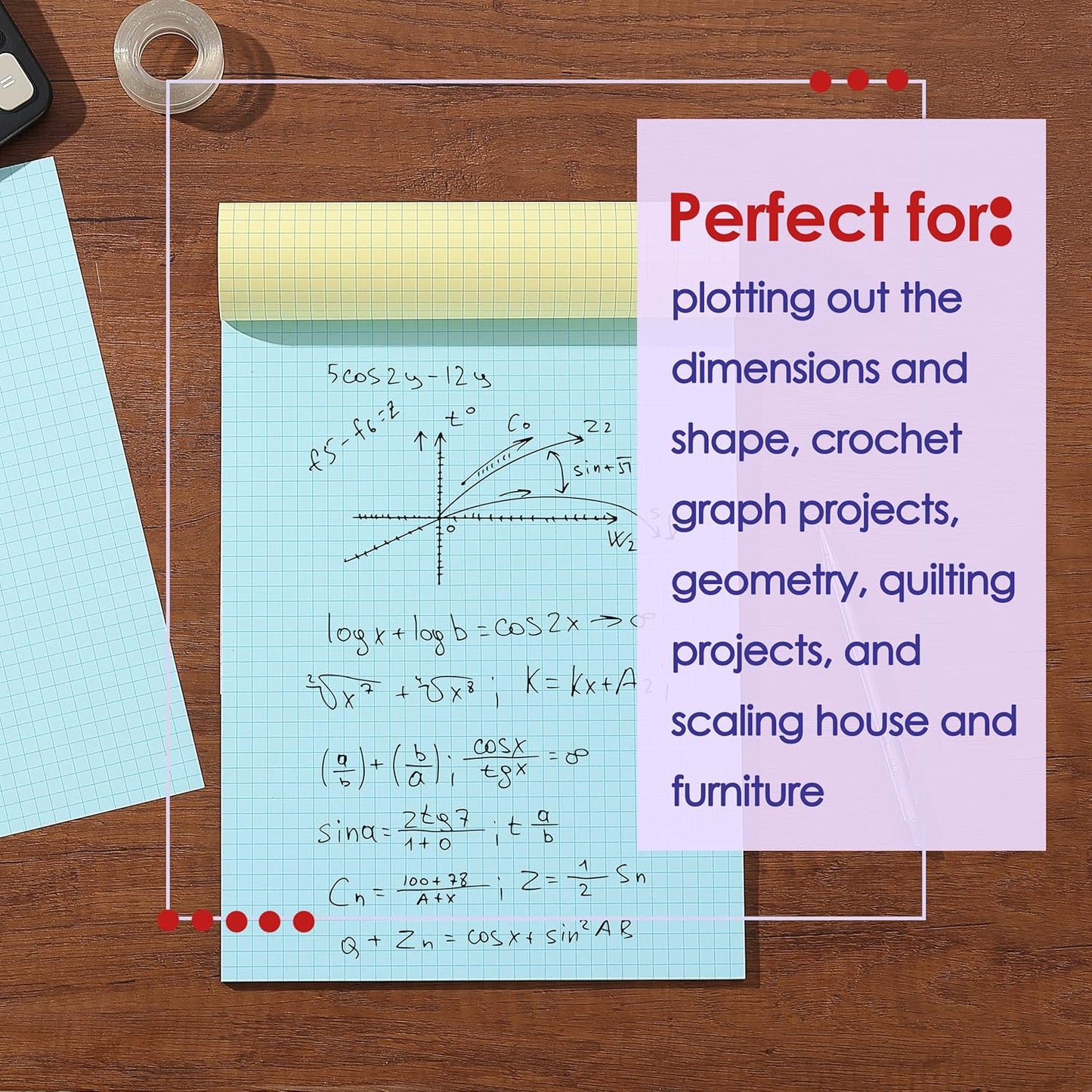 Mr. Pen- Graph Paper Pad, 17x11 Inches, 4x4 (4 Squares per Inch), 22 Sheets, Ideal for Math, Graphing and Sketching, Grid Paper for Students, Engineers, Artists