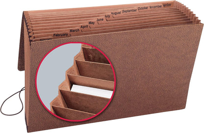 Smead TUFF Expanding File, 21 Pockets, Alphabetic (A-Z), Flap and Cord Closure, Legal Size, Redrope (70320), Pack of 1