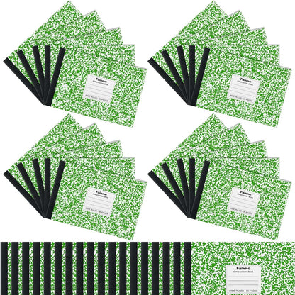 Fainne 20 Pieces Composition Notebooks 80 Pages Half Size Wide Ruled 4-7/8 x 7-1/2" Composition Books 11/32" Spacing Assorted Primary Covers Bulk(Green,Snowflake)