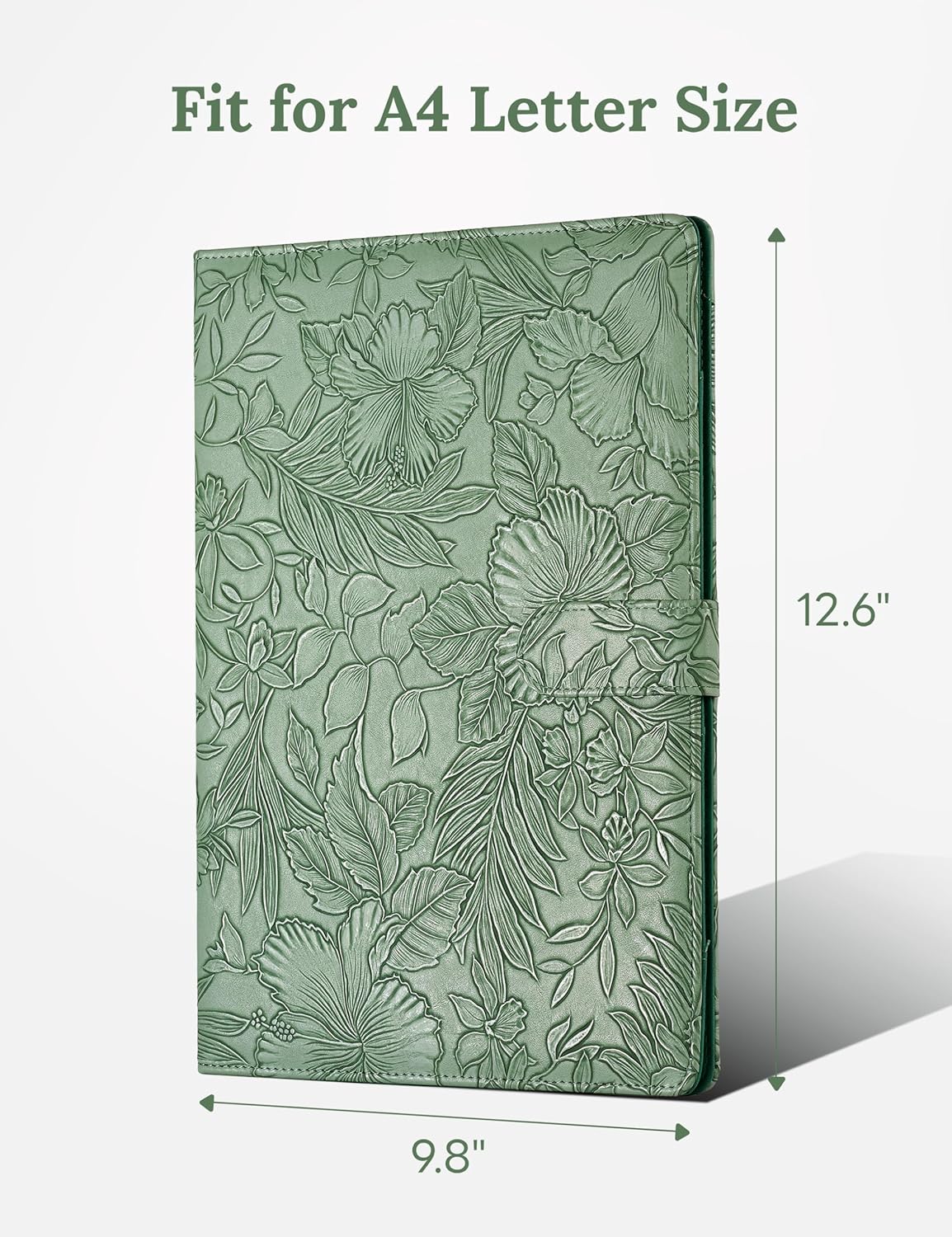 Clipboard Folder Padfolio A4, Mymazn Writing Portfolios Faux Leather Clipboards with Cover for Legal Pad Holder Letter Size 8.5 x 11 for Business Conference Notepad Clip Board (Gray Green)
