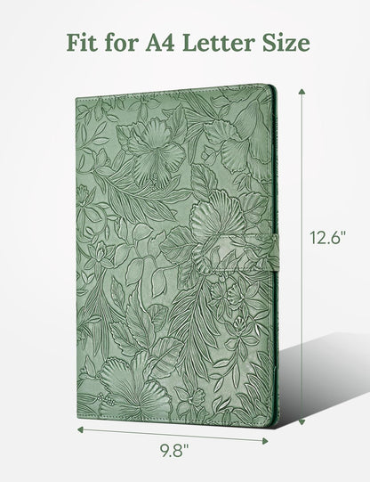 Clipboard Folder Padfolio A4, Mymazn Writing Portfolios Faux Leather Clipboards with Cover for Legal Pad Holder Letter Size 8.5 x 11 for Business Conference Notepad Clip Board (Gray Green)