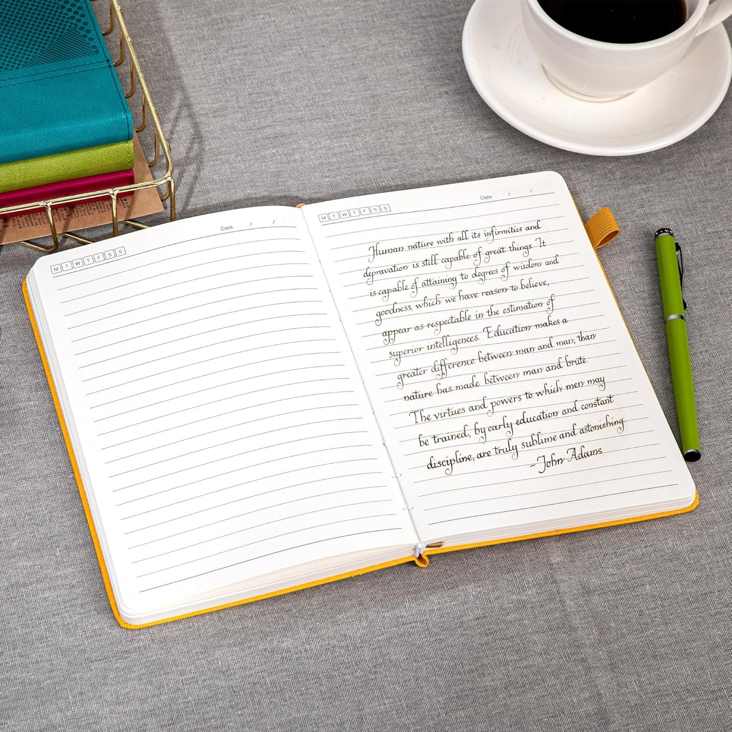 Yoment Lined Journal Notebook for Women, A5 Hardcover Leather Journal for Writing, 260 Pages 100 GSM Thick Paper, College Ruled Notebook for Work, School, Office, 5.7" x 8.3"Green