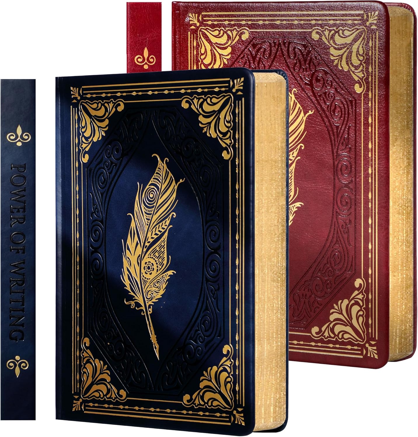CAGIE 320 Pages Thick Hardcover Journaling Notebooks Vintage Leather Journal for Women Men A5 College Ruled Journals for Writing with Gift Box, 5.7 x 8.3 in, Blue