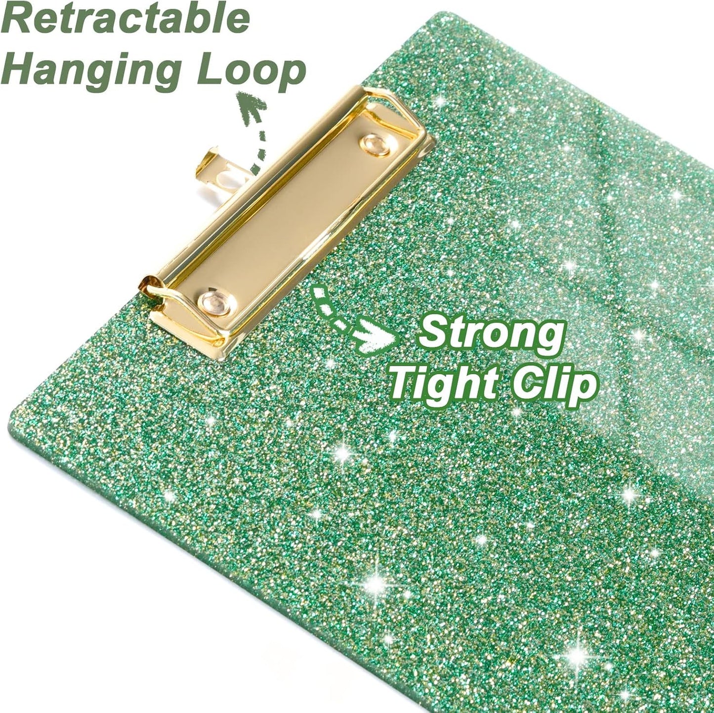 Rimilak Acrylic Glitter Clipboards, Sparkly Board with Low Profile Gold Clip, Designed for Classroom School and Office Use, A4 Letter Size 9 x 12.5 in, Pink