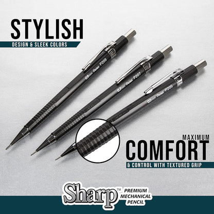 Pentel Sharp Mechanical Pencil (0.5mm), Fine Line, Black Barrel, Pack of 2 (P205BP2)