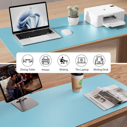 Aothia Leather Desk Pad Protector, Mouse Pad, Office Desk Mat, Non-Slip PU Leather Desk Blotter, Laptop Desk Pad, Waterproof Desk Writing Pad for Office and Home (Black,36" x 17") - Colors B