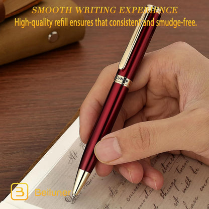 BEILUNER Luxury Gel Pen with 24K Gold Finish, Black Piano Lacquer, Luxury Grade Craftsmanship, Best Pen Gift Set for Men and Women, Professional, Executive, Office, Retractable Nice Pens