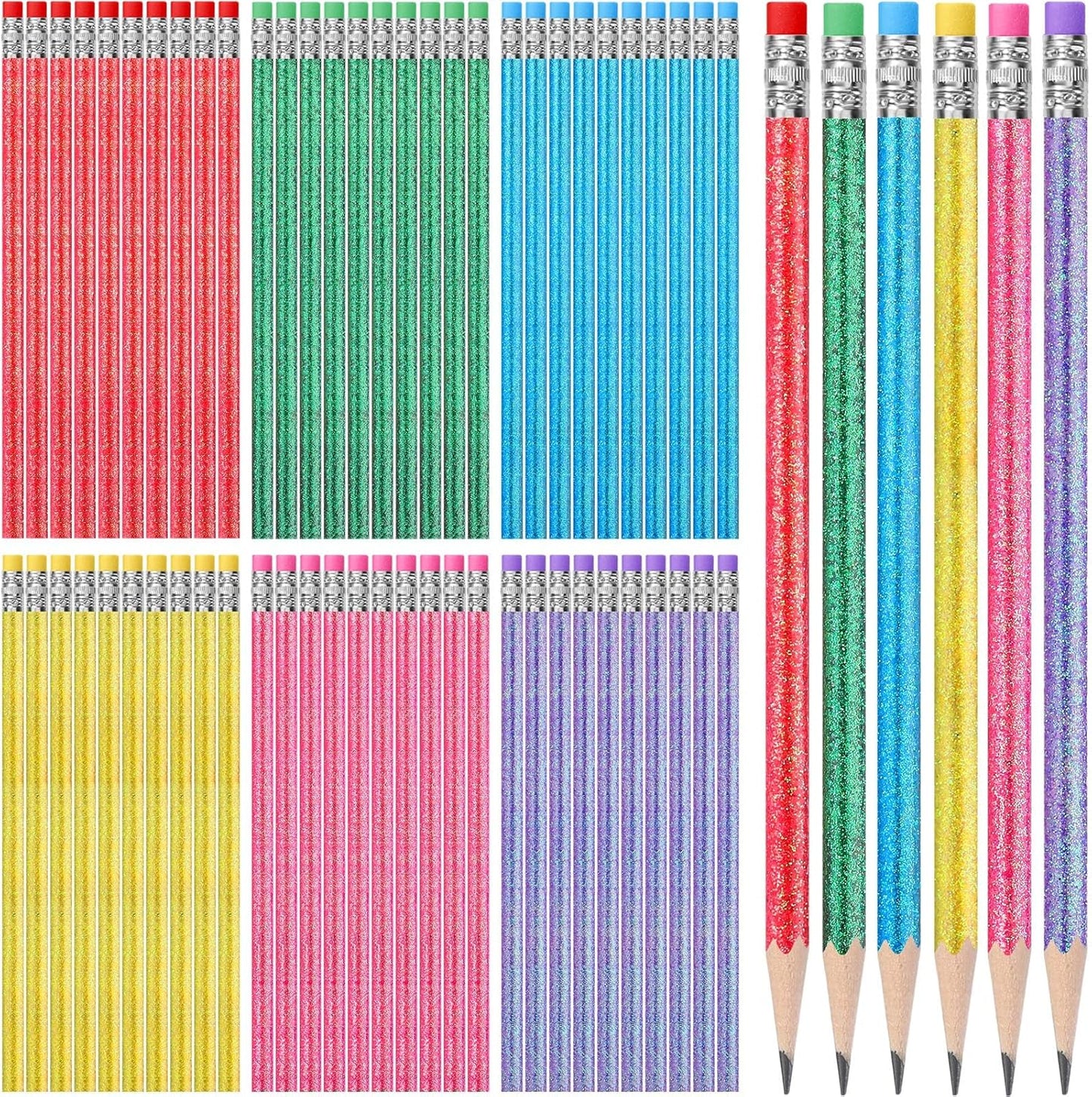 TecUnite 120 Pcs HB Pencils #2 Unsharpened Wood Cased Pencils with Eraser Hexagonal Pencil Cute Graphite No 2 Pen for Adults Gifts Exam School Office Sketching Learning (Multicolor)