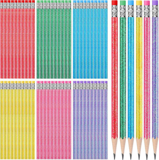TecUnite 120 Pcs HB Pencils #2 Unsharpened Wood Cased Pencils with Eraser Hexagonal Pencil Cute Graphite No 2 Pen for Adults Gifts Exam School Office Sketching Learning (Multicolor)