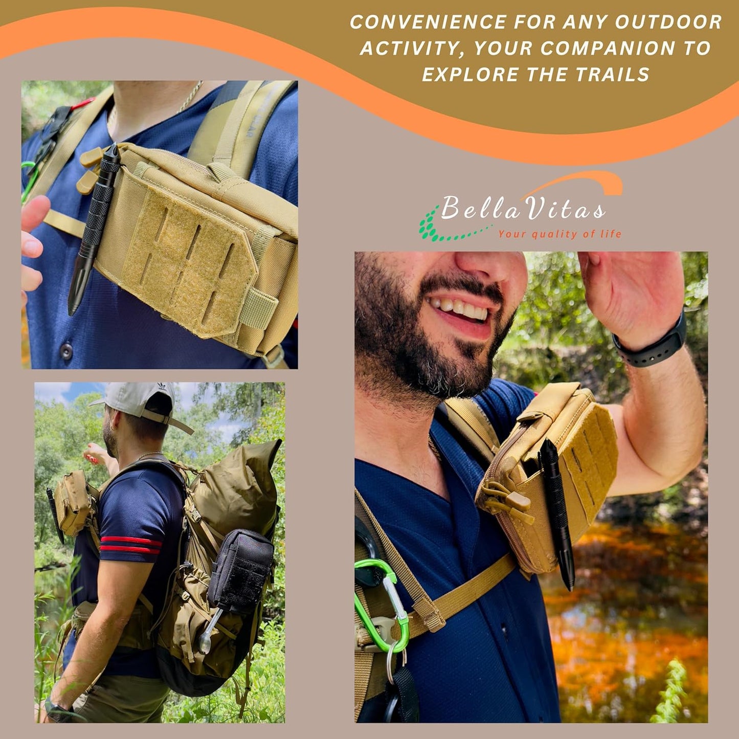 Tactical Molle Pouch Small Notebook Cover EDC Utility Bag Tool Pouch Gadget Organizer Military Waist Bag with US Flag Patch, 3”x5” Waterproof Notepad Pocket Notebook and Weatherproof Pen