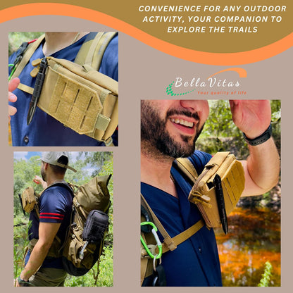 Tactical Molle Pouch Small Notebook Cover EDC Utility Bag Tool Pouch Gadget Organizer Military Waist Bag with US Flag Patch, 3”x5” Waterproof Notepad Pocket Notebook and Weatherproof Pen