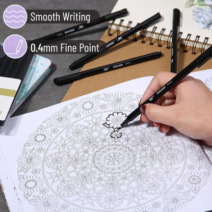 Mr. Pen- Black Fineliner Pens, 12 Pack, 0.4mm Fine Point, Smooth Bible Journaling Pens for Note-Taking, Sketching, Planning, Art Projects, Small Detailing, Fine-Ink Drawings, School Supplies