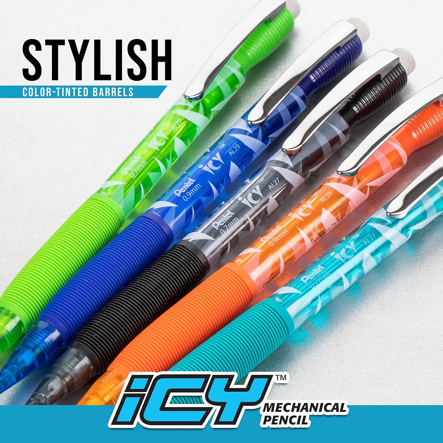 Pentel Icy Razzle-Dazzle Mechanical Pencil, (0.7mm), Assorted Barrels, Color May Vary, Pack of 12 (AL27RDBP12M)