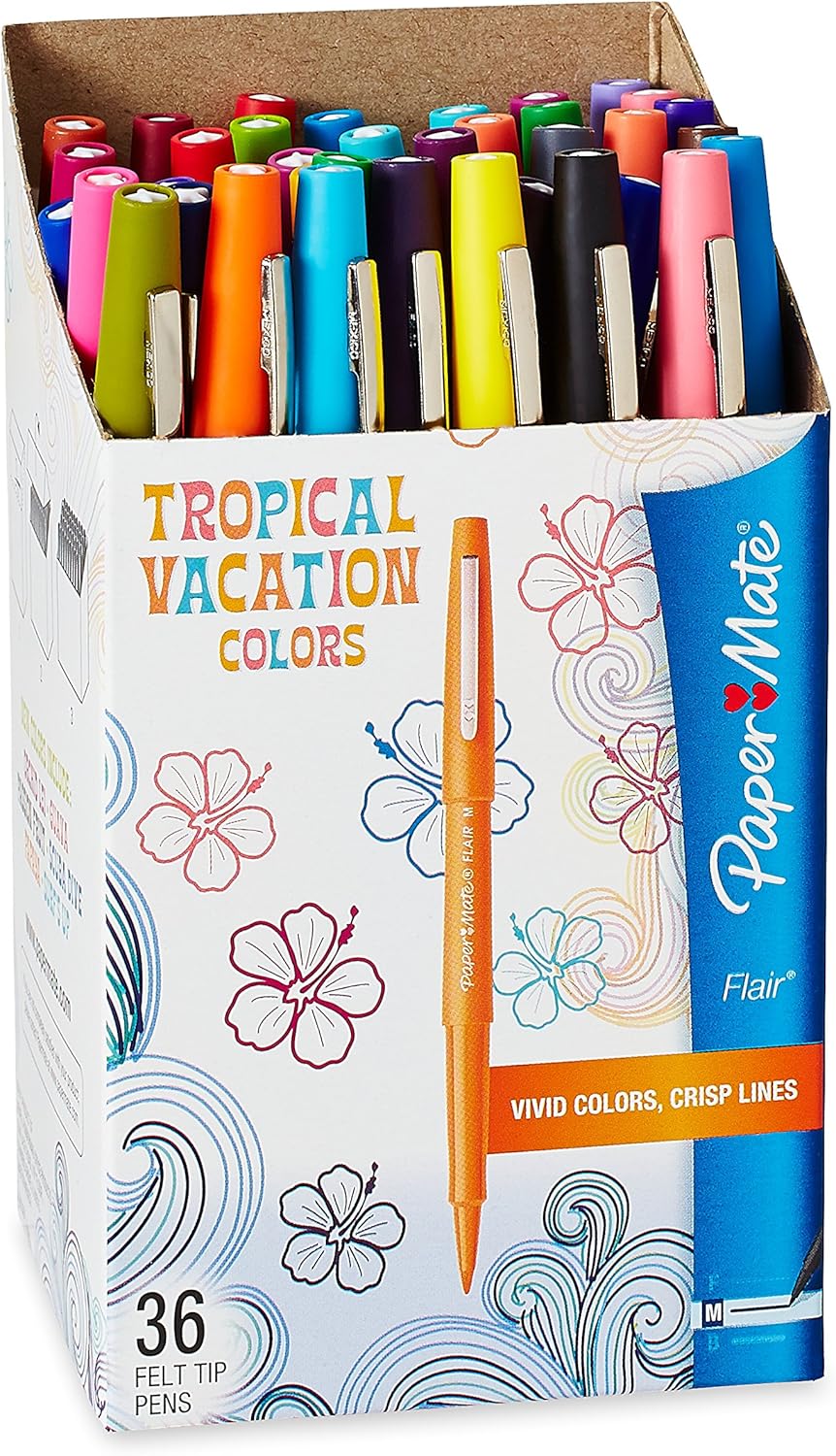 Paper Mate Flair Felt Tip Pens, Medium Point (0.7mm), Limited Edition Candy Pop Pack, 6 Count