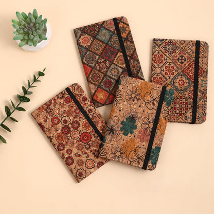 BOBO RABBIT 3 Pack Pocket Journal Notebooks Small Mini Notebook for Note Taking Little Compact A6 Size Hardcover Cork Notepads for School Office Traveler Diary, 3.7"x5.7", Total 600 Pages
