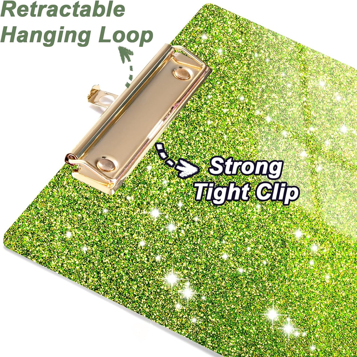 Rimilak Acrylic Glitter Clipboards, Sparkly Board with Low Profile Gold Clip, Designed for Classroom School and Office Use, A4 Letter Size 9 x 12.5 in, Pink
