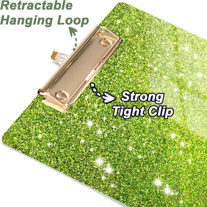 Rimilak Acrylic Glitter Clipboards, Sparkly Board with Low Profile Gold Clip, Designed for Classroom School and Office Use, A4 Letter Size 9 x 12.5 in, Pink