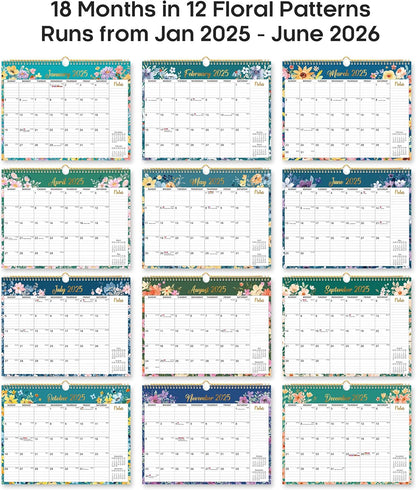 Calendar 2026-2027, Monthly Wall Calendar Runs Until June 2027, 11.5" x 14.8", Spiral Binding Hanging Wall Calendar, Perfect for Home or Office,Floral