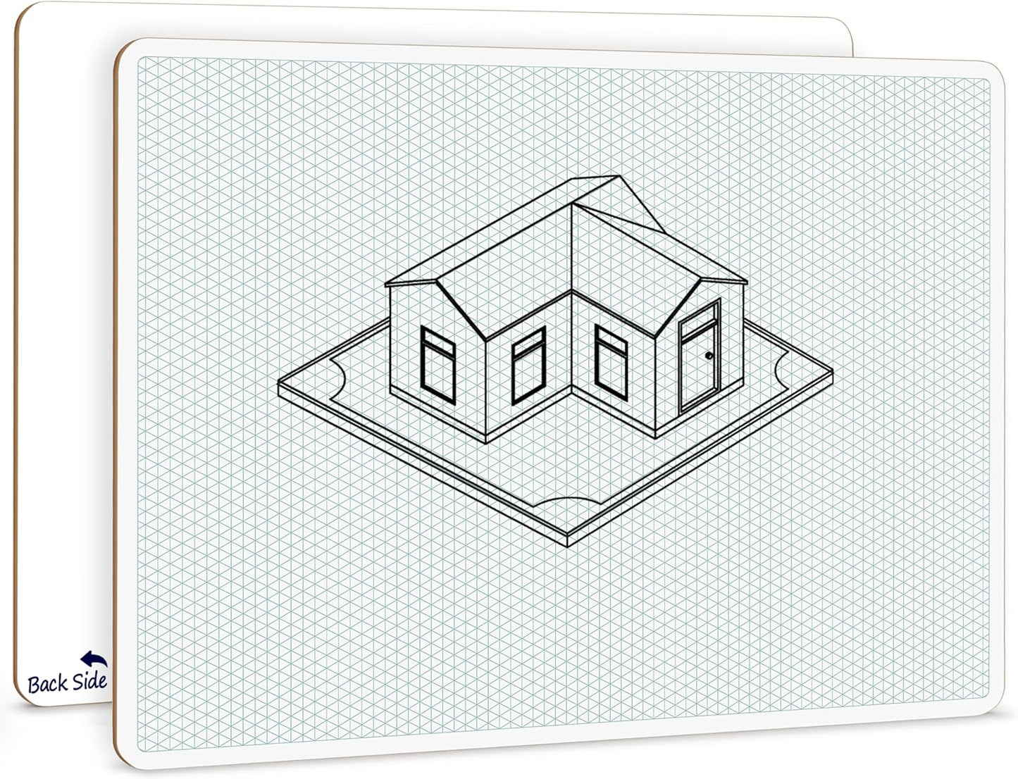 SCRIBBLEDO Isometric Grid 11"x14" Large Graph Dry Erase Board Double-Sided White Board Drawing Grid Lines Graphing Architectural Gridded 3D Design Whiteboard for Home School Classroom