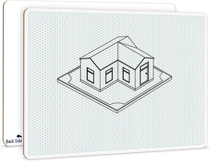 SCRIBBLEDO Isometric Grid 11"x14" Large Graph Dry Erase Board Double-Sided White Board Drawing Grid Lines Graphing Architectural Gridded 3D Design Whiteboard for Home School Classroom