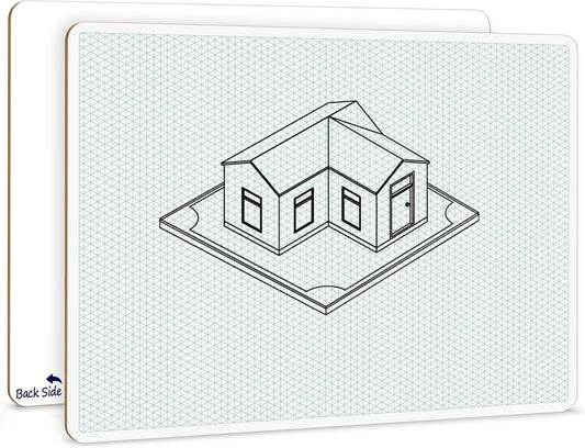 SCRIBBLEDO Isometric Grid 11"x14" Large Graph Dry Erase Board Double-Sided White Board Drawing Grid Lines Graphing Architectural Gridded 3D Design Whiteboard for Home School Classroom
