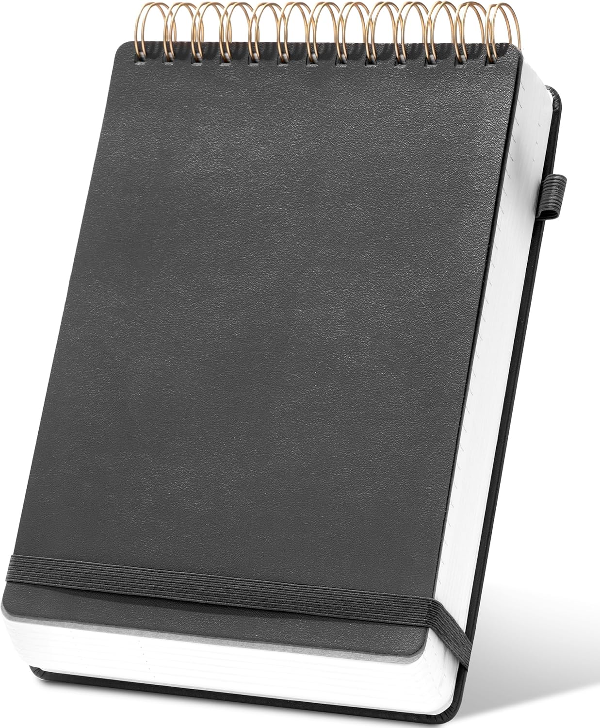 Yoment Small Notebooks 3x5 Leather Pocket Notepad 150 Pages Mini Top Spiral Notebook, 100 GSM Thick Paper, Memo Note Pads for Work School Nursing, Brown