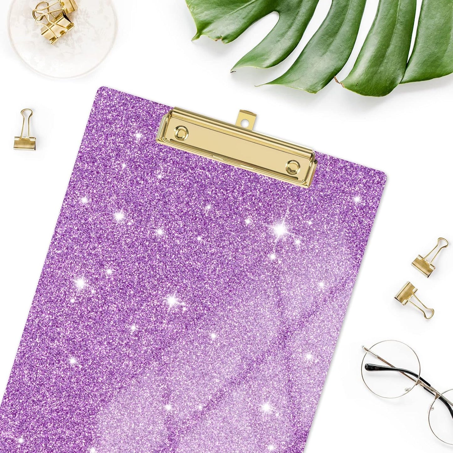 Rimilak Acrylic Glitter Clipboards, Sparkly Board with Low Profile Gold Clip, Designed for Classroom School and Office Use, A4 Letter Size 9 x 12.5 in, Pink