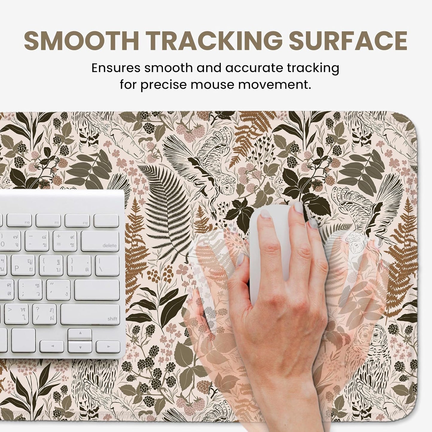 Large Mouse Pad for Desktop, Cute Desk Mat Pad Protector for Work & Gaming, Aesthetic Pretty Anti-Slip Laptop Blotter Cover for Office School Home Supplies, Wildflowers, 31.5" x 11.8"