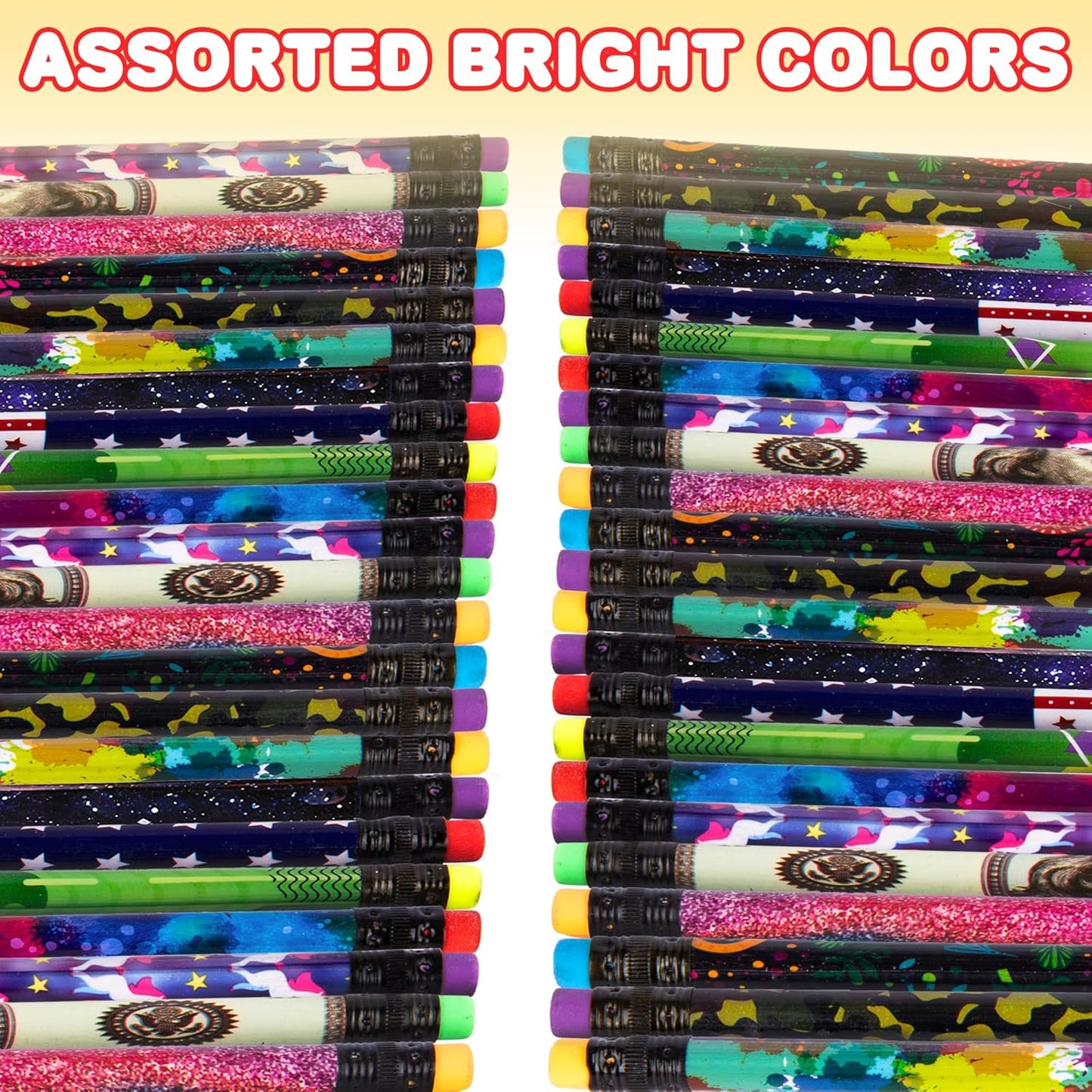 ArtCreativity Wooden Pencils for Kids With Eraser - 80 Count Assorted Number 2 Pencils, Fun Designs School Supplies - Bulk for Classroom - Great Party Favors