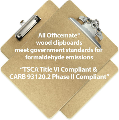 Officemate Recycled Wood Clipboard, Letter Size, 9" x 12.5" with 6" Clip, 3 Pack (83133),Brown