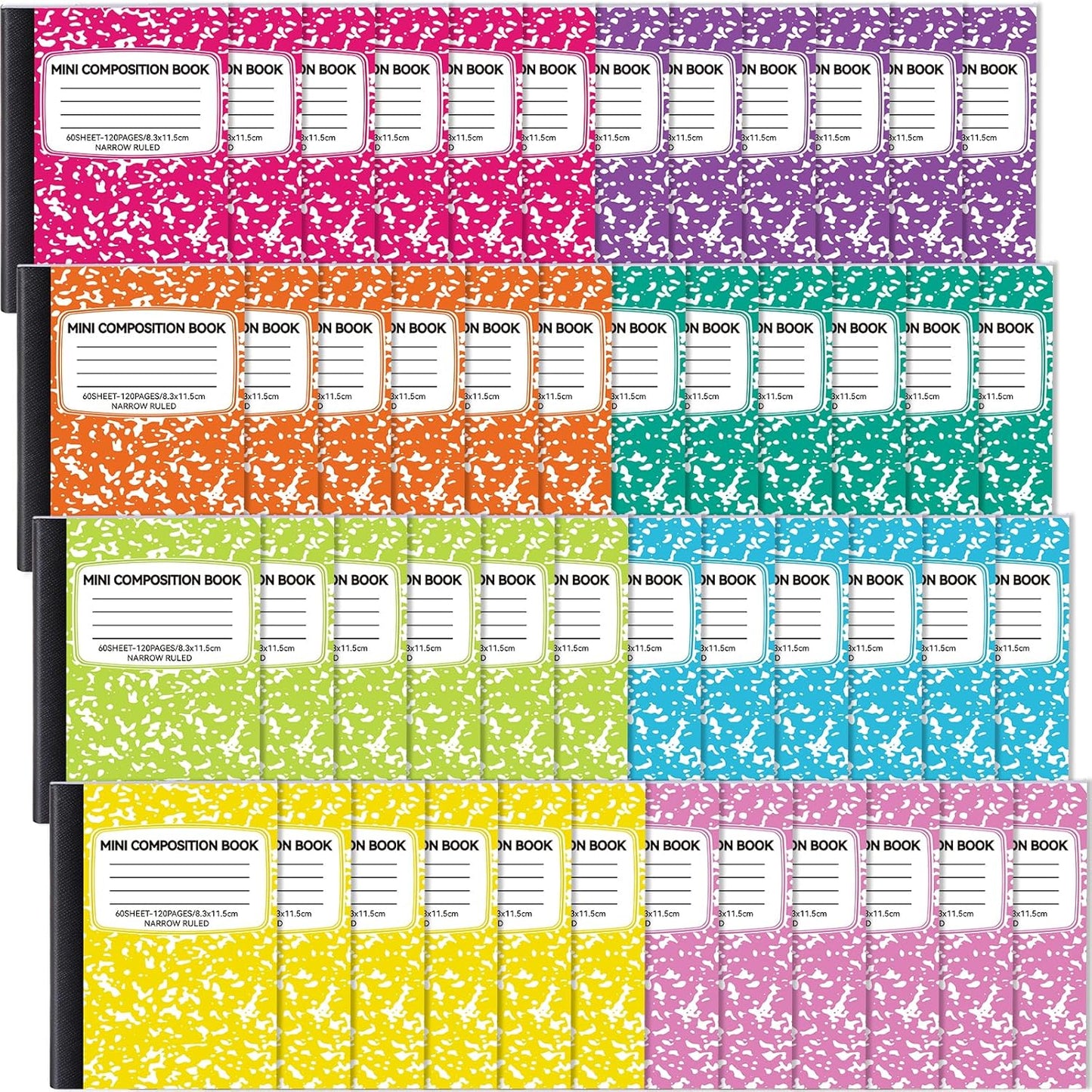 24 Pack 9.75 x 7.5 in Large Composition Notebooks Bulk 12 Color Wide Ruled Composition Books Marble Journal Notebook 60 Sheets per Book for Aldult Student College Office Back to School Supplies