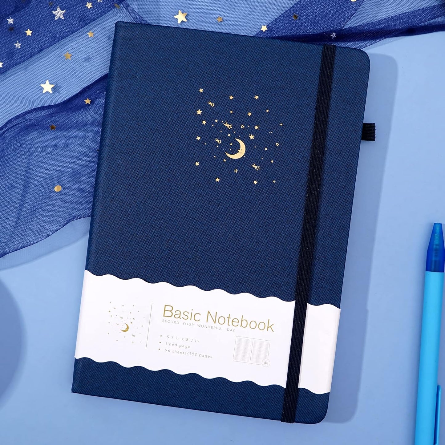 CAGIE Journal Notebook for Women Men, Hardcover Lined Notebooks Journals for Writing Work Journaling Note Taking Diary with Pen Loop (Black Ruled), Gifts, 5.7" x 8.3", 196 Pages