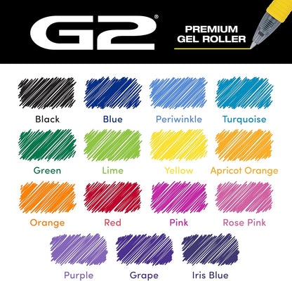 PILOT, G2 Premium Gel Roller Pens, G2 Rainbow Colors Pack, 15 Pack Pouch, Fine Point 0.7 mm, Assorted